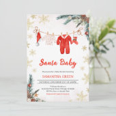 Santa Baby Genderneutraal Baby shower Kaart (Staand voorkant)