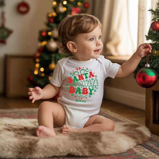 Santa Baby Gepersonaliseerde Retro Kerstmis Romper