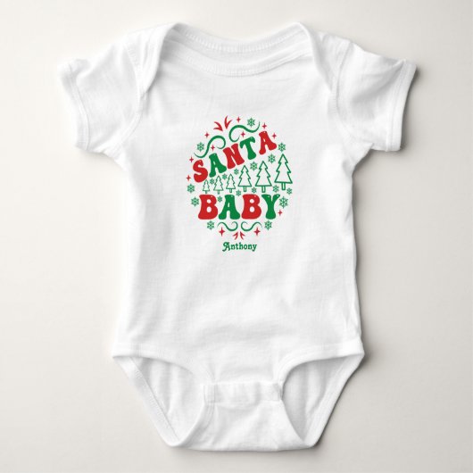 Santa Baby Gepersonaliseerde Retro Kerstmis Romper (Voorkant)