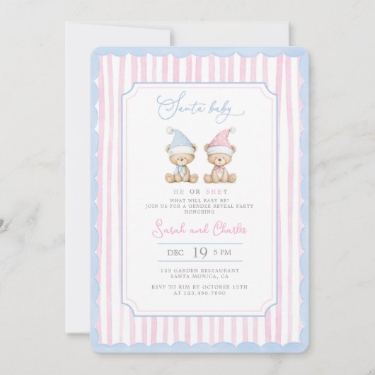 Santa Baby Geslacht onthullen uitnodiging (Voorkant)