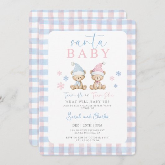 Santa Baby Geslacht onthullen uitnodiging (Voorkant / Achterkant)