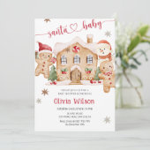 Santa Baby Gingerbread Boy Christmas Baby Shower  Kaart (Staand voorkant)