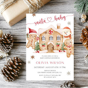 Santa Baby Gingerbread Boy Kerst Baby Borrel Kaart