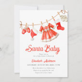 Santa Baby Girl Baby Shower Invitation Kaart (Voorkant)