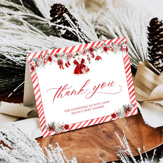 Santa Baby Girl Baby Shower Thank You Card Bedankkaart