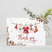 Santa Baby Girl Baby Shower Thank You Card Kaart (Staand voorkant)