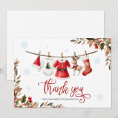 Santa Baby Girl Baby Shower Thank You Card Kaart (Voorkant / Achterkant)