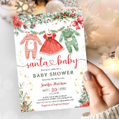 Santa Baby Girl Christmas Baby Shower Invitation Kaart