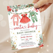 Santa Baby Girl Christmas Baby Shower Invitation Kaart