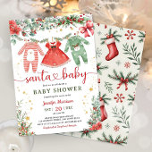 Santa Baby Girl Christmas Baby Shower Invitation Kaart
