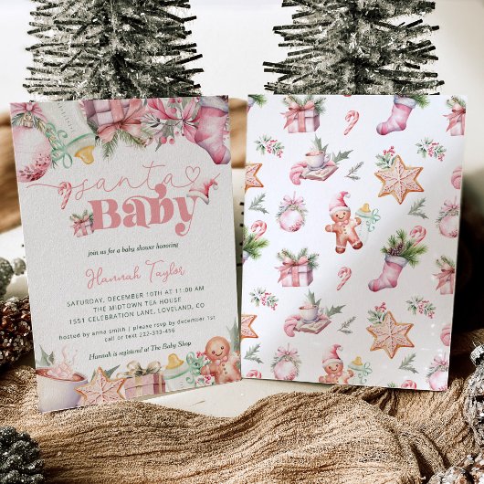 Santa Baby Girl Christmas Baby shower Kaart