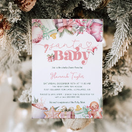 Santa Baby Girl Christmas Baby shower Kaart