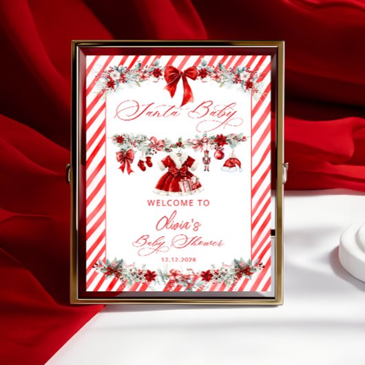 Santa Baby Girl Kleding Baby shower Welkom Poster