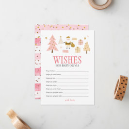 Santa Baby Girl Shower, Wensen voor Baby Notitiekaartje