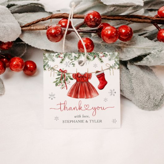 Santa Baby Girl Winter Christmas Baby shower Bedankjes Labels