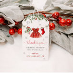 Santa Baby Girl Winter Christmas Baby shower Favor Cadeaulabel<br><div class="desc">Een stijlvolle touch voor uw vakantie baby shower gunsten. Met kerstbabykleding,  feestelijk gebladerte en sneeuwvlokaccenten.</div>