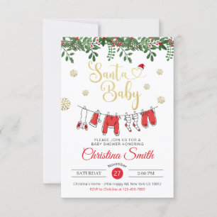 Santa Baby Gold Snowflake Winter Baby shower Kaart