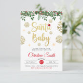 Santa Baby Gold Snowflake Winter Baby shower Kaart (Staand voorkant)