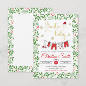 Santa Baby Gold Snowflakes Winter Baby shower Kaart (Voorkant / Achterkant)