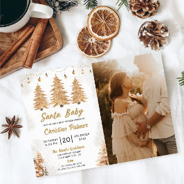 Santa Baby Gold Tree Christmas Baby shower Foto Kaart