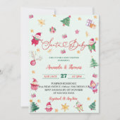 Santa Baby Greenery Baby shower Kaart (Voorkant)