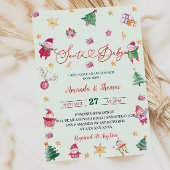 Santa Baby Greenery Baby shower Kaart