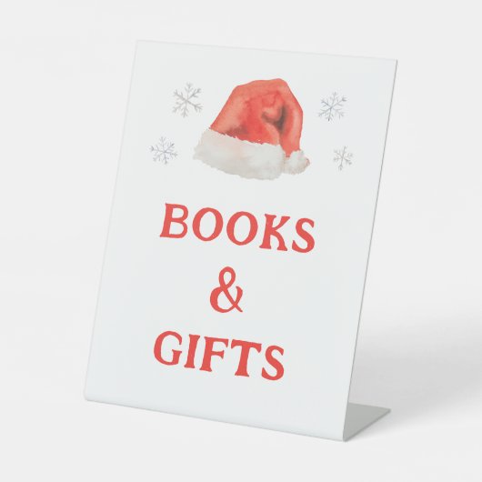 Santa Baby Holiday Baby shower Boeken en geschenke Reclamebord Met Voetstuk (Voorkant)