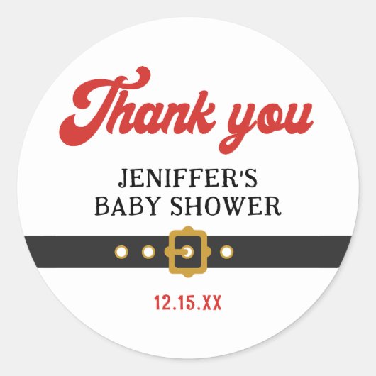 Santa Baby Holiday Baby shower Dank u Ronde Sticker (Voorkant)