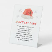Santa Baby Holiday Baby shower Don't Say Baby spel Reclamebord Met Voetstuk (Voorkant)