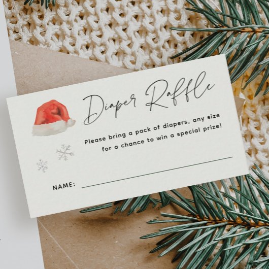 Santa Baby Holiday Baby shower Luier Raffle Informatiekaartje