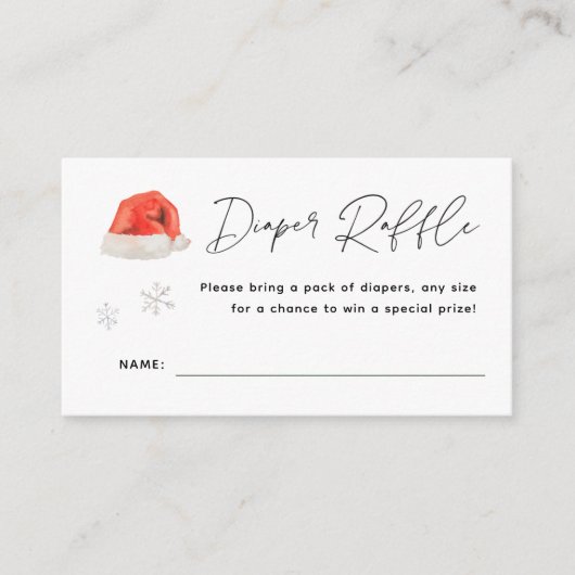 Santa Baby Holiday Baby shower Luier Raffle Informatiekaartje (Voorkant)