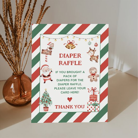 Santa Baby Holiday Baby shower Luier Raffle Reclamebord Met Voetstuk