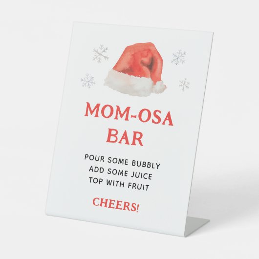 Santa Baby Holiday Baby shower Mom-Osa Bar Reclamebord Met Voetstuk (Voorkant)