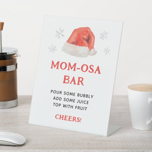 Santa Baby Holiday Baby shower Mom-Osa Bar Reclamebord Met Voetstuk (Insitu)