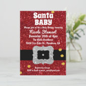 Santa Baby Holiday Baby shower Uitnodiging (Staand voorkant)