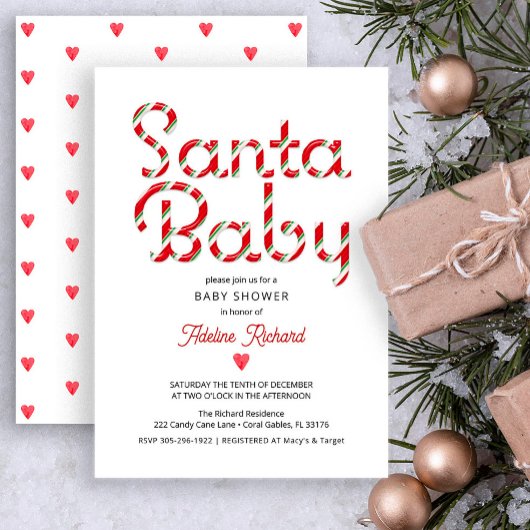 Santa Baby Holiday Baby shower Uitnodiging