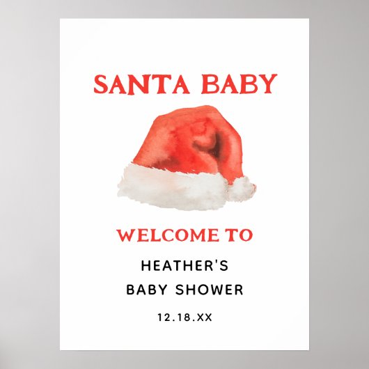 Santa Baby Holiday Baby shower Welkom Poster (Voorkant)