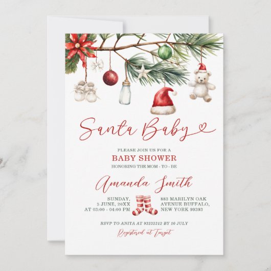 Santa Baby Holiday Christmas Baby shower Kaart (Voorkant)