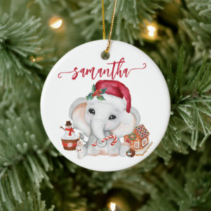 Santa Baby Holiday Elephant Kerstmis Keramisch Ornament