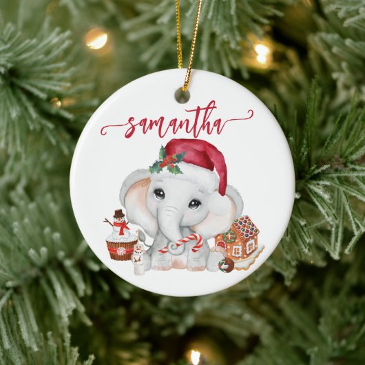 Santa Baby Holiday Elephant Kerstmis Keramisch Ornament (Boom)
