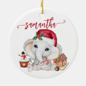 Santa Baby Holiday Elephant Kerstmis Keramisch Ornament (Achterkant)