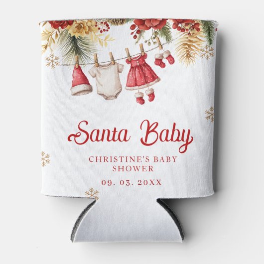 Santa Baby Holiday Winter Christmas Baby Shower Blikjeskoeler (Voorkant)