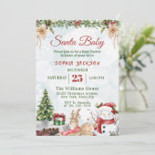 Santa Baby Holiday Winter Christmas Baby shower Kaart (Staand voorkant)