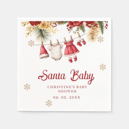 Santa Baby Holiday Winter Christmas Baby Shower Servet (Voorkant)