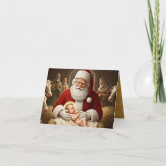 Santa & Baby Jesus with the Wise Men Bedankkaart