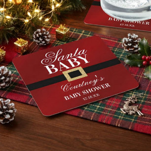 Santa Baby   Kerst Baby Borrel Kartonnen Onderzetters