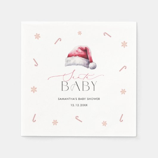 Santa Baby Kerst Baby shower Diner Servet (Voorkant)