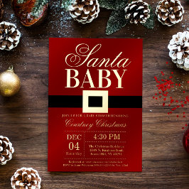 Santa Baby | Kerst Baby Shower Echt Goud Folie Uitnodiging