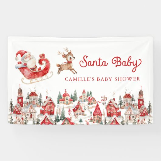 Santa Baby Kerst Baby Shower Feest Spandoek (Horizontaal)