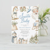 Santa Baby Kerst Baby Shower Kaart (Staand voorkant)